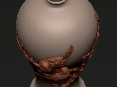 Vase-2Birds 3D print model vase with birds 3D print model