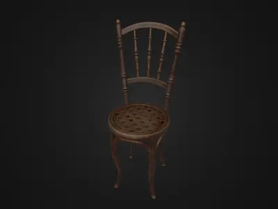 Old western style chair 03 Low-poly 3D model