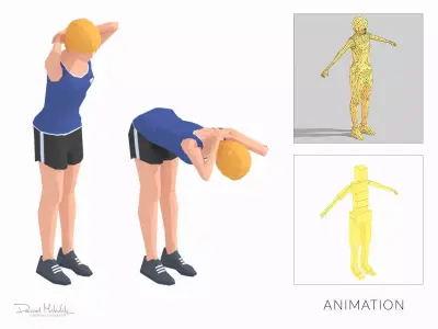 Half Slopes  Exercise Woman Animation Low-poly 3D model
