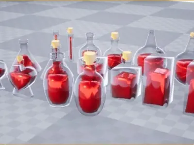 Customizable Variety Potion Pack Low-poly 3D model