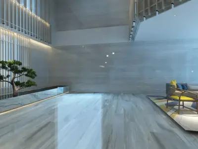 Two-Story Lobby and Lounge Interior 3D model