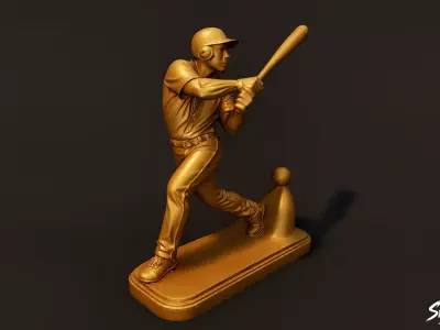 Golden Baseball Statue Low-poly 3D model