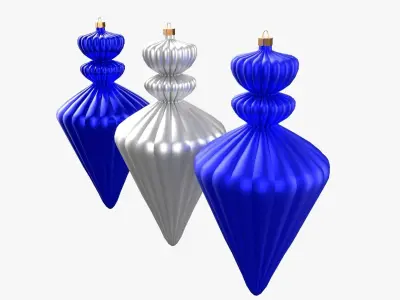 Christmas Tree Ornament Set10 - Blue White Low-poly 3D model