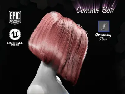 Concave Bob Grooming Real-Time Hairstyle Unreal Engine 4 3D model