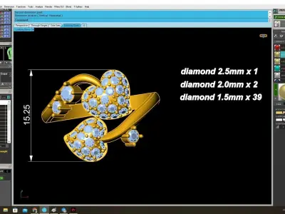Luxury Double Cluster Diamond Ring Design 3885 3D print model