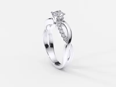 ZDR0216 diamond engagement ring gold 3D print model