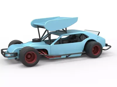 Vintage Asphalt Modified stock car V2 with wing Scale 1 to 25 3D print model