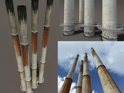 Chimney Low Poly 3d Model4 Low-poly 3D model