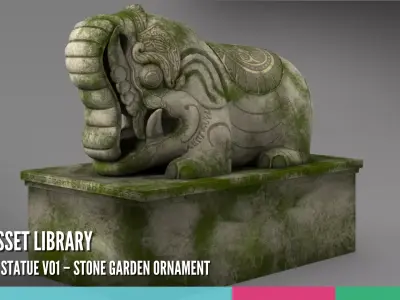 Elephant Statue V01 Stone Garden Ornament 3D model