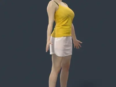 Woman Sport Animated in a skirt and tanktop - A-pose - Dream Low-poly 3D model