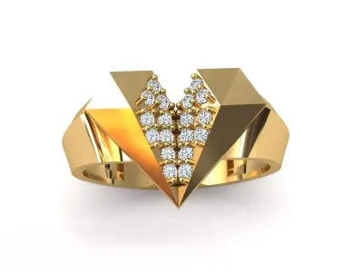 Geometric heart-shaped ring 3D print model