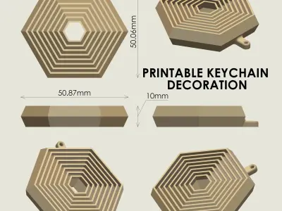 Hexagonal Key Chain Decoration 3D print model
