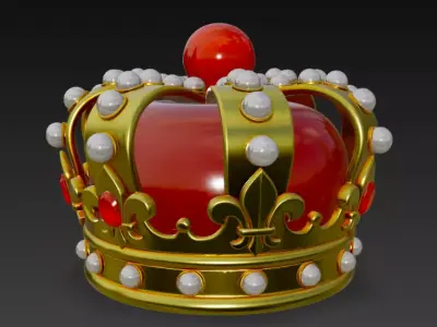 Golden Crown with Emerald Gems 3D model