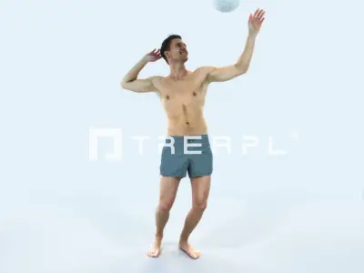 Virtue 04E Beach Serving Sports Man Low-poly 3D model