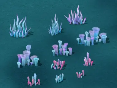 Submarine cartoon world - submarine decoration 3D model