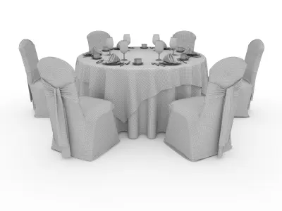 Banquet Table and Chair 62 3D model
