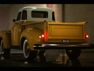 Classic Pickup Truck Driveable Functional Low-poly 3D model