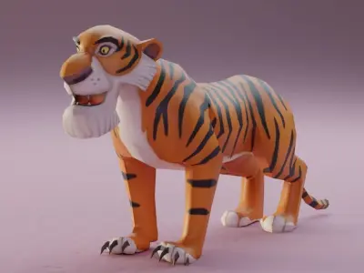 The Jungle book tiger - Shere Khan rigged Low-poly 3D model