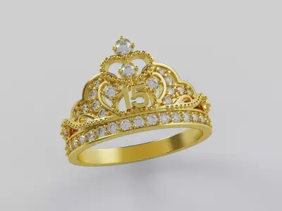 Ring 15 Years Crown - Anillo 15 Anios Corona 3D print model