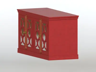 RED 4 Glass Door Sideboard Buffet - Realistic 3D Model 3D model