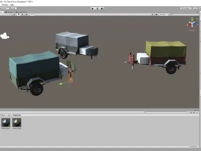 Car Trailer for Unity3D Low-poly 3D model