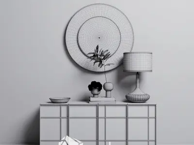 Media console with decor by CB2 3D model