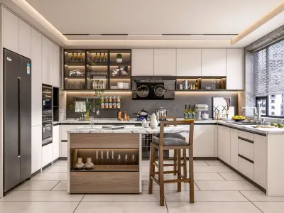 Kitchen fully parametric Resizable manufacturable 0060 3D model