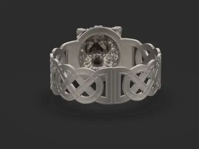 Celtic bracelet with a realistic wolf  head  3D print model