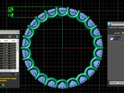 U Shaped Eternity Ring 2 point 7 mm stone size swiss 12 and EU52 3D print model