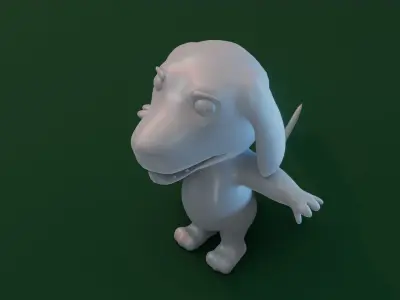 Cartoon Hound Dog Rigged Base Mesh 3D Model Low-poly 3D model