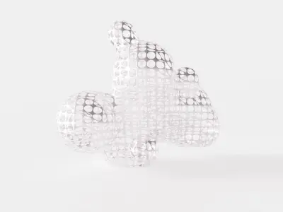 Metallic Cloud Sculpture Low-poly 3D model