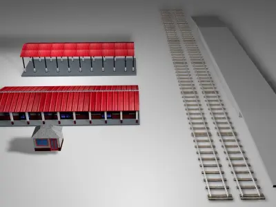 Railway Station Items Low-poly 3D model