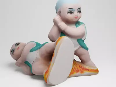 Chinese Ceramic Figure holding a flag 3d scan 3D model