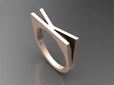 alphabet ring letter K 3D print model