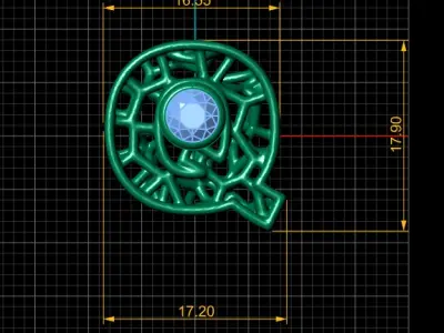 SIMPLE ALPHABET Q PENDANT 3D PRINTABLE MODEL  3D print model
