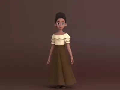 Tiana Cartoon Women Character 3D model