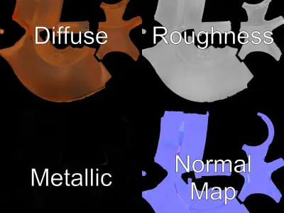 Rusty Metal Ring Sculpture Model Pack Low-poly 3D model