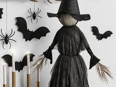 Decoration set for Halloween 01 3D model