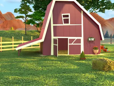 Barnyard farm Low-poly 3D model