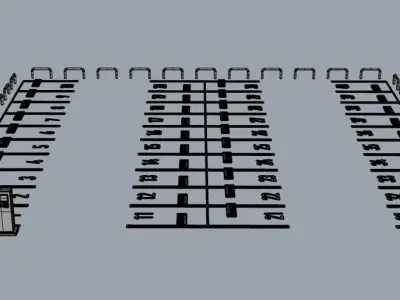 parking room with rows of chairs 3D model