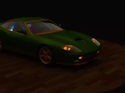 Chinese green  vintage car  intage classic car Low-poly 3D model