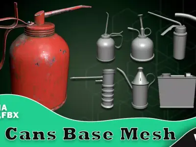 30 Oil Cans Base Mesh Vol 1 Low-poly 3D model