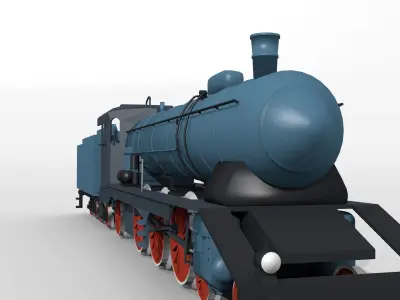 Blue Bavarian steam locomotive 3D model