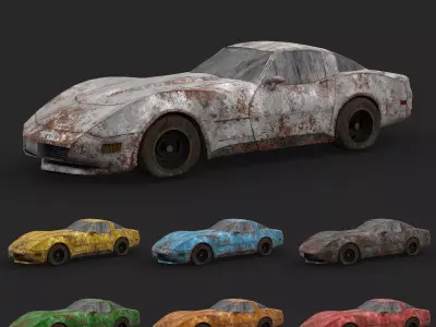 Old Rusty Car 002 - 1982 Chevrolet Corvette 3D model