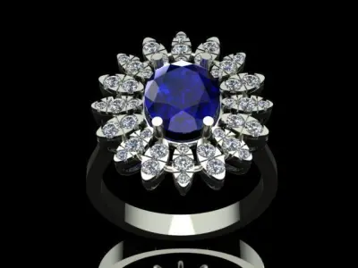 Luxury Sapphire Diamond Ring  3D print model