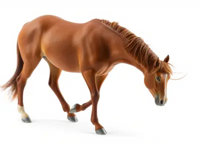 Chestnut Quarter Horse 3D Model with Energetic Pose Low-poly 3D model