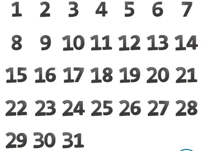 Date Number v1 Pack 01 Low-poly 3D model