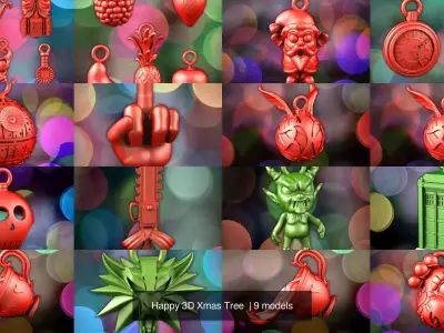 Happy 3D Xmas Tree  3D Model Collection