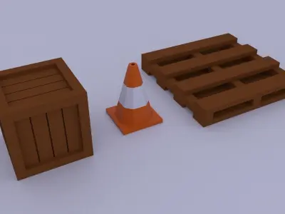 Low poly vehicles and props Free low-poly 3D model