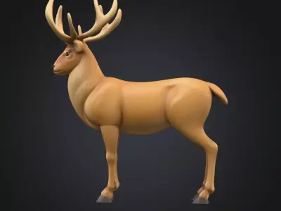 Stylized 3D Deer Model Low Poly Game Ready Animal Low-poly 3D model